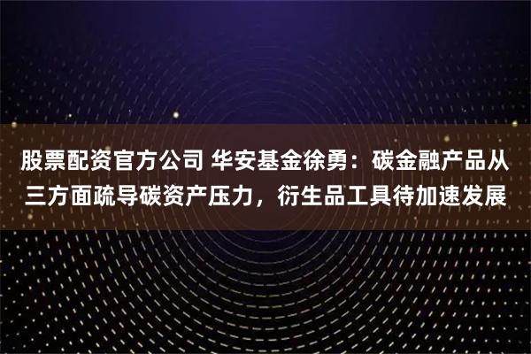 股票配资官方公司 华安基金徐勇：碳金融产品从三方面疏导碳资产压力，衍生品工具待加速发展
